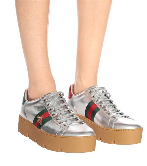 gucci ace leather platform sneakers